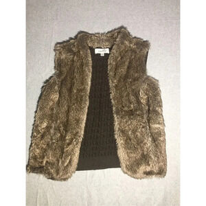 Womens Sebby Vest Size XL Brown Faux Fur Layering Vintage Acrylic Cottage Core